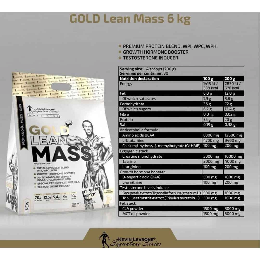 جدول مشخصات گینر gold lean mass کوین لورون